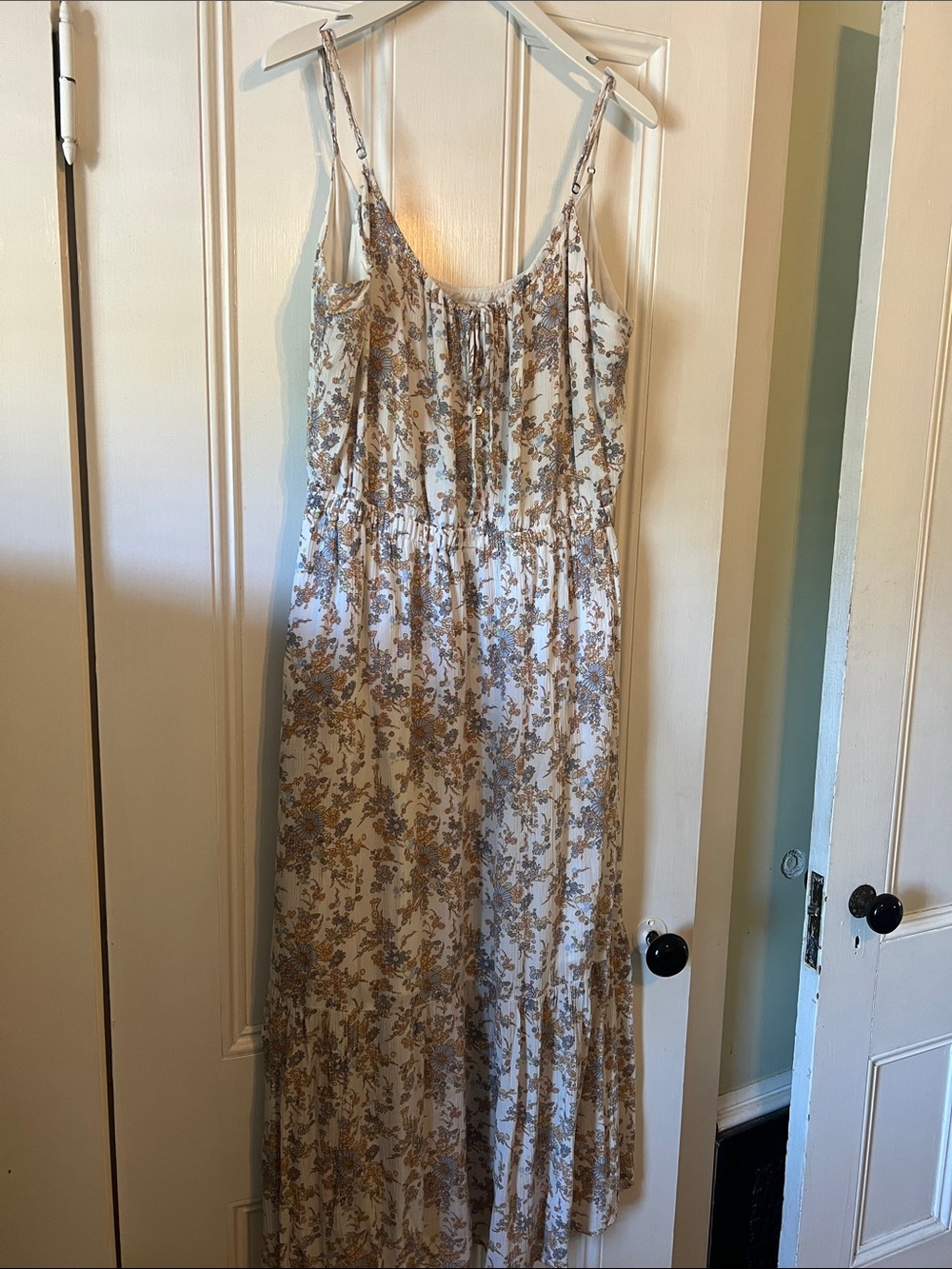 Abercrombie & Fitch Cream Maxi Dress with Brown Floral Print